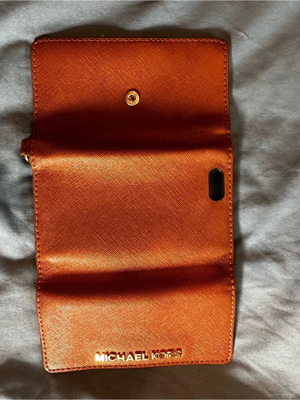 Michael Kors Saffiano Leather I phone Key Card Case wallet